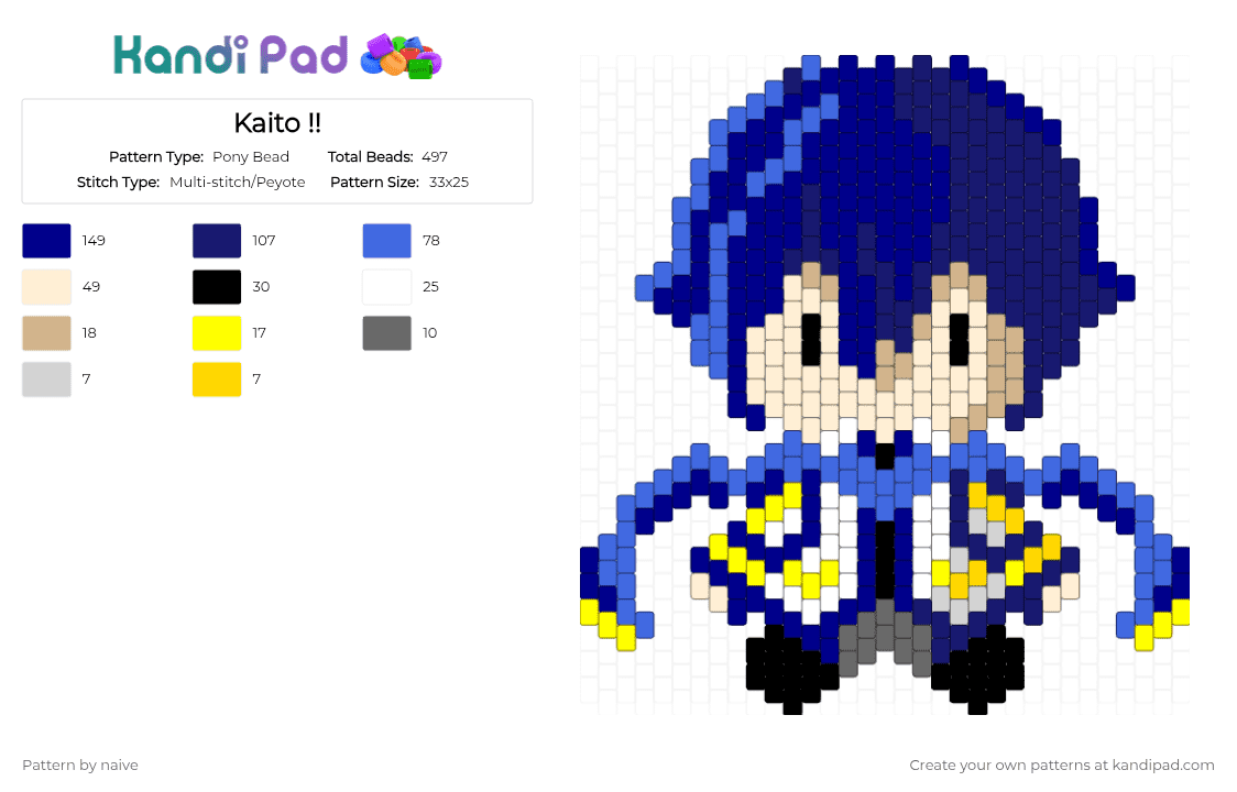 Kaito !! - Pony Bead Pattern by naive on Kandi Pad - purple