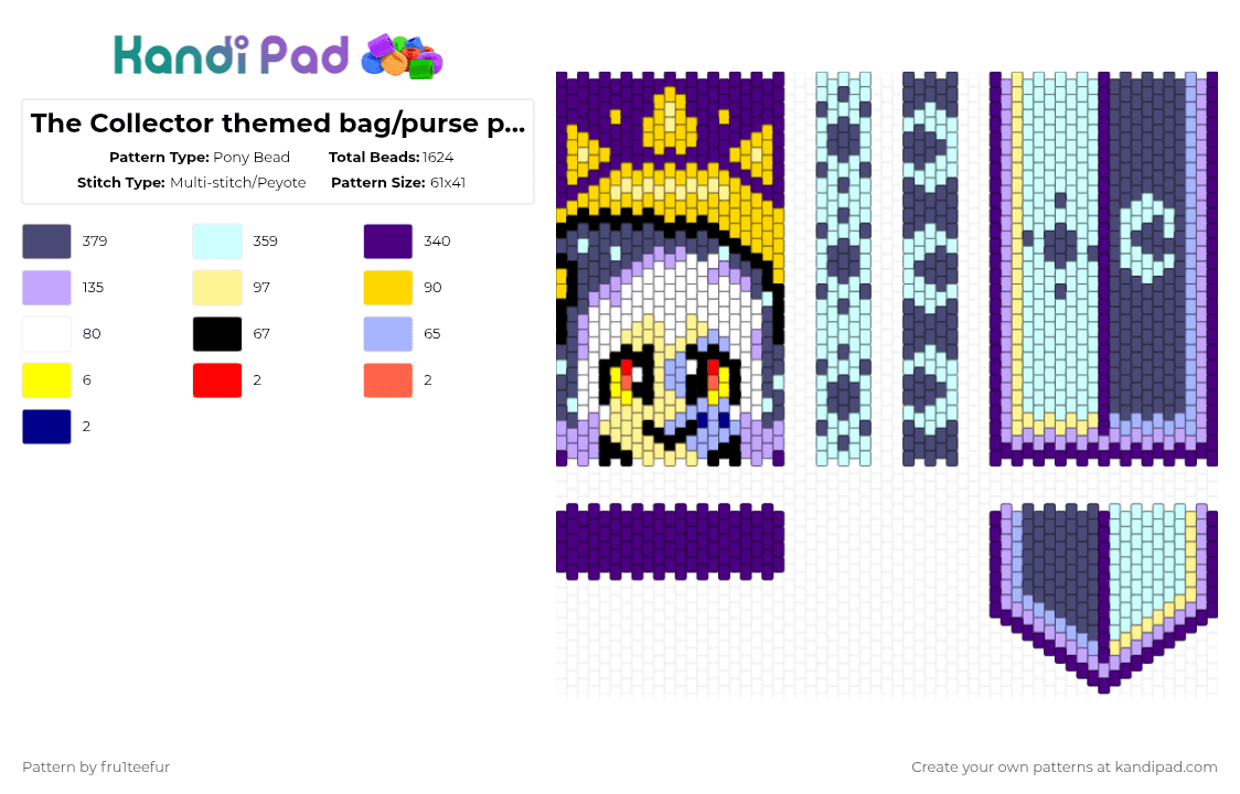 🌓The Collector themed bag/purse panels! - Pony Bead Pattern by fru1teefur on Kandi Pad - purple,light blue,toh,collector,the owl house,bag,panel,purse,moon,space