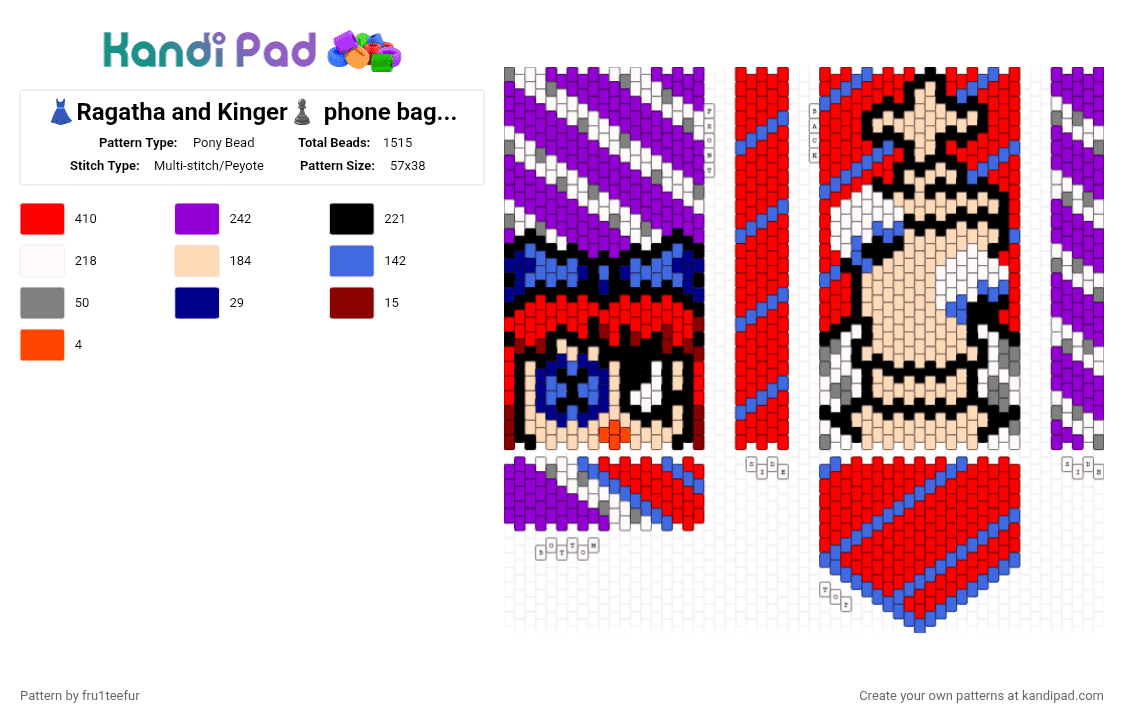 👗Ragatha and Kinger♟️ phone bag/purse! - Pony Bead Pattern by fru1teefur on Kandi Pad - purple,red,tadc,bag,purse,panel,glitch,chess,doll,the amazing digital circus