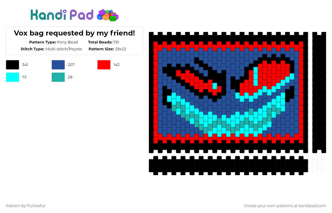 Vox bag requested by my friend! - Pony Bead Pattern by fru1teefur on Kandi Pad - red,blue,vox,hh,hazbin hotel,alastor,bag,panel,purse