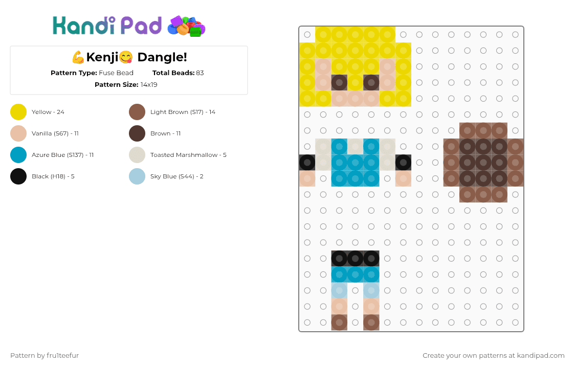 💪Kenji😋 Dangle! - Fuse Bead Pattern by krisameleon on Kandi Pad - yellow,beige,bungo stray dogs,anime,armed detective agency,keychain,small,easy,kenji miyazawa