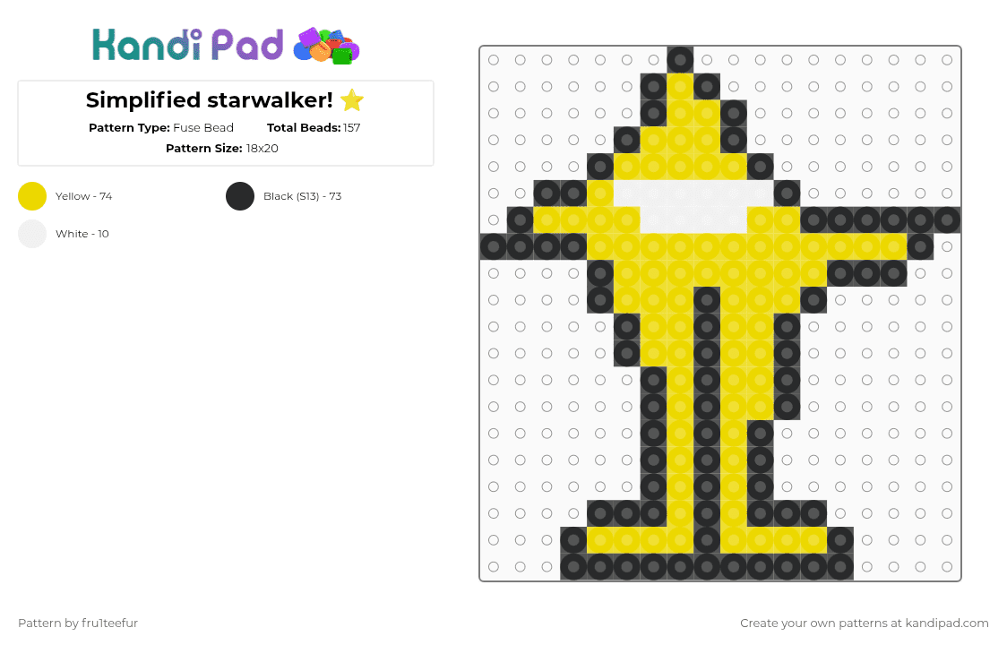 Simplified starwalker! ⭐ - Fuse Bead Pattern by fru1teefur on Kandi Pad - yellow,necklace,charm,small,star,starwalker,deltarune,undertale