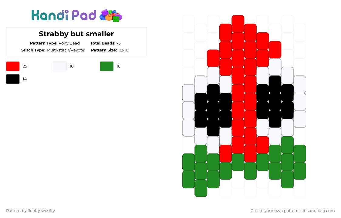 Strabby but smaller - Pony Bead Pattern by floofty-woofty on Kandi Pad - bugsnax, green, red, strabby, strabbybugsnax
