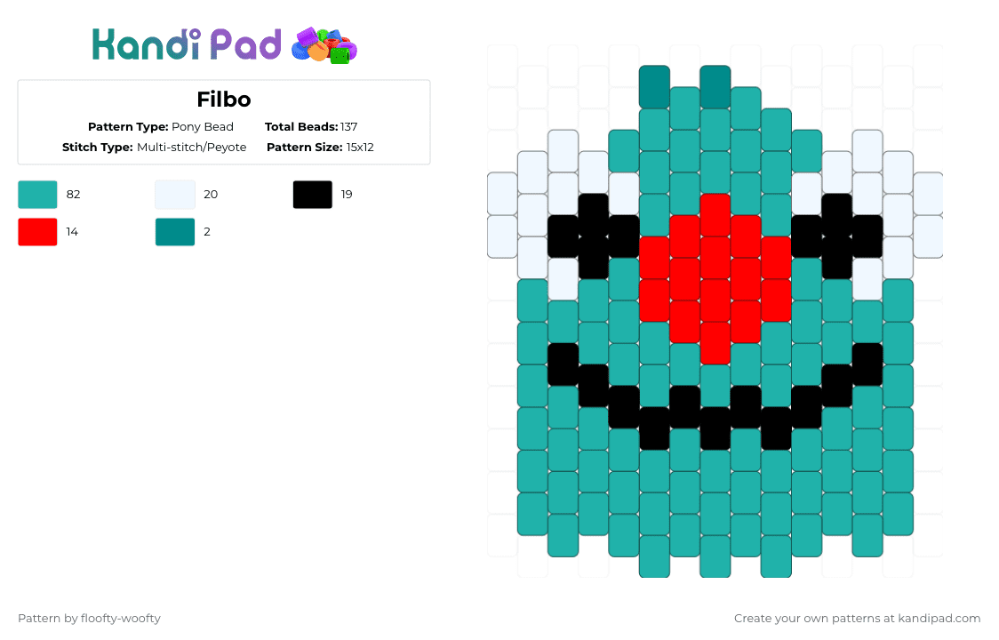 Filbo - Pony Bead Pattern by floofty-woofty on Kandi Pad - teal,bugsnax,filbo,filbofiddlepie