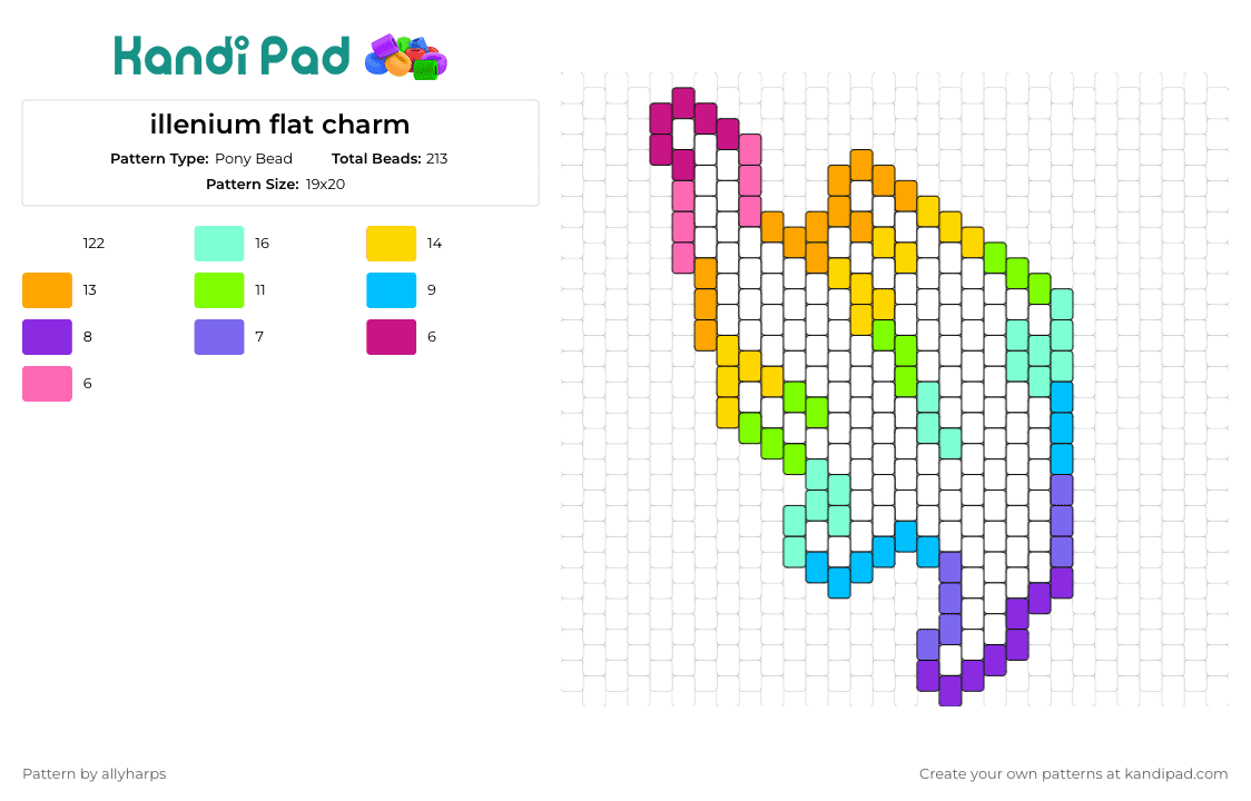 illenium flat charm - Pony Bead Pattern by allyharps on Kandi Pad - illenium,dj,charm,edm,music,rainbow,logo,festival,audio