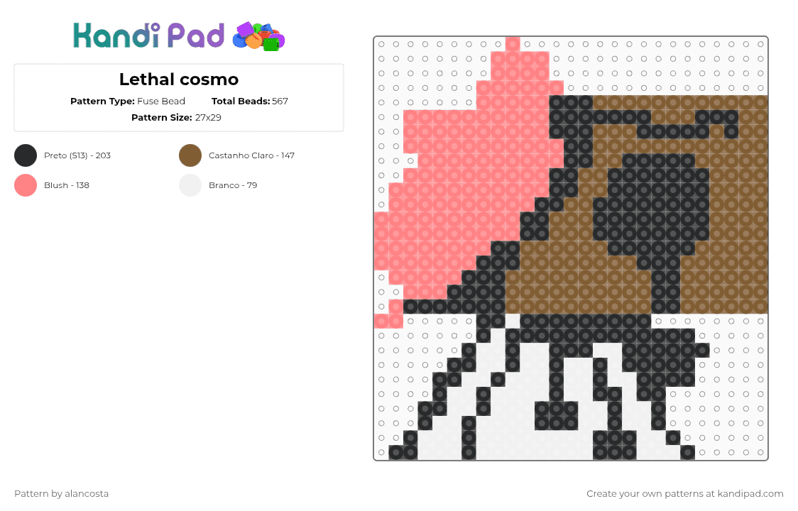 Lethal cosmo - Fuse Bead Pattern by alancosta on Kandi Pad - red,tan