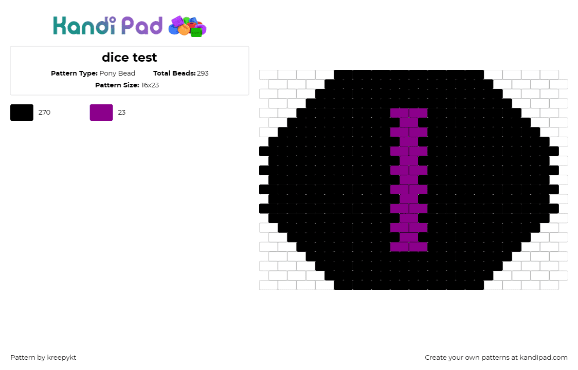 dice test - Pony Bead Pattern by kreepykt on Kandi Pad - dice,gaming,magenta,black