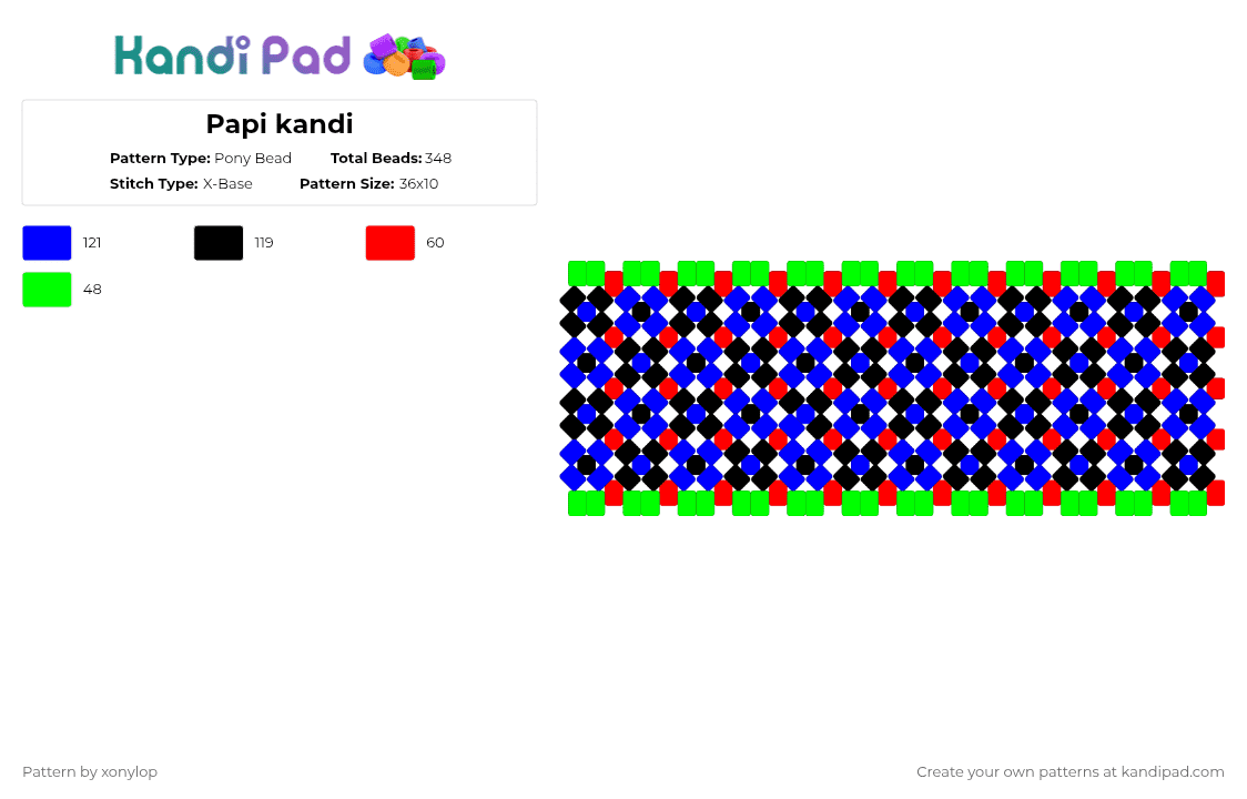 Papi kandi - Pony Bead Pattern by xonylop on Kandi Pad - purple