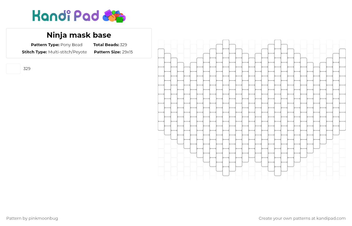 Ninja mask base - Pony Bead Pattern by pinkmoonbug on Kandi Pad - white,mask,base