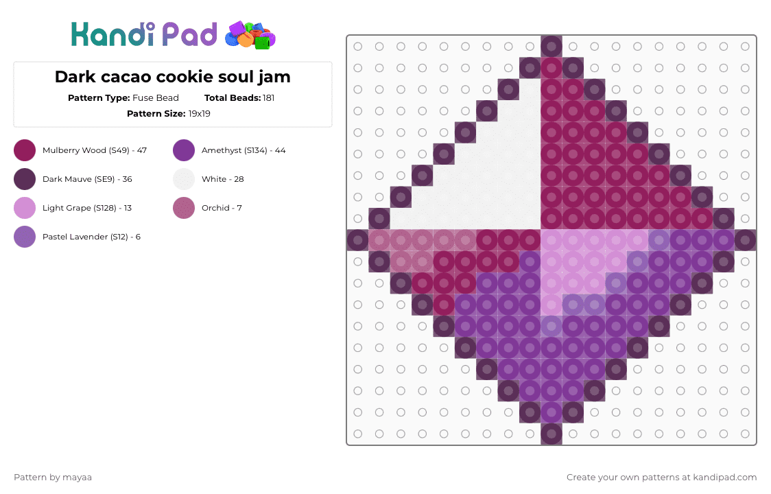 Dark cacao cookie soul jam - Fuse Bead Pattern by mayaa on Kandi Pad - pink,cookie run,cookie run kingdom,dark cacao cookie,soul jam,diamond,gem