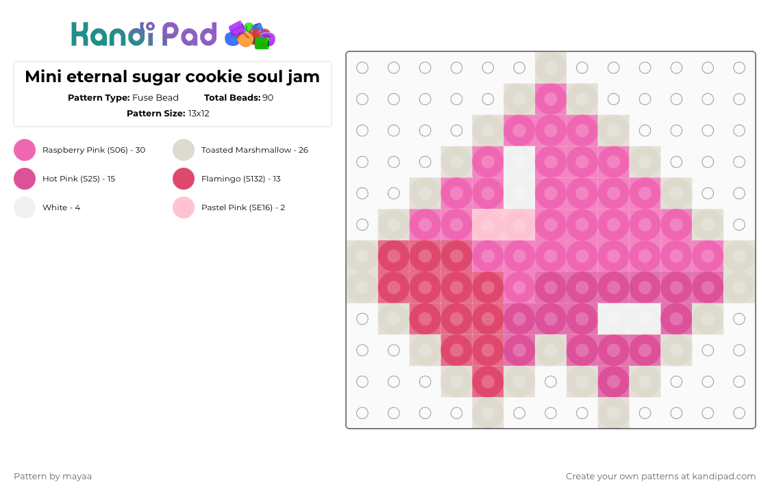Mini eternal sugar cookie soul jam - Fuse Bead Pattern by mayaa on Kandi Pad - pink,cookie run,cookie run kingdom,eternal sugar cookie,soul jam
