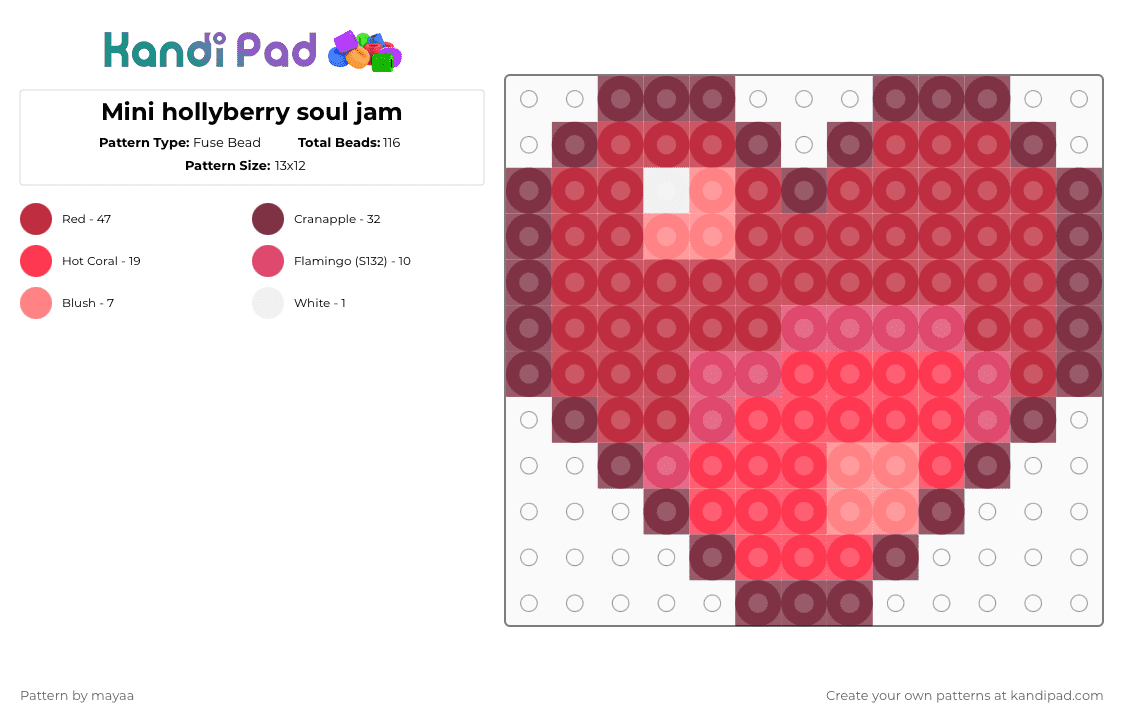 Mini hollyberry soul jam - Fuse Bead Pattern by mayaa on Kandi Pad - brown,red,cookie run,cookie run kingdom,hollyberry cookie,soul jam