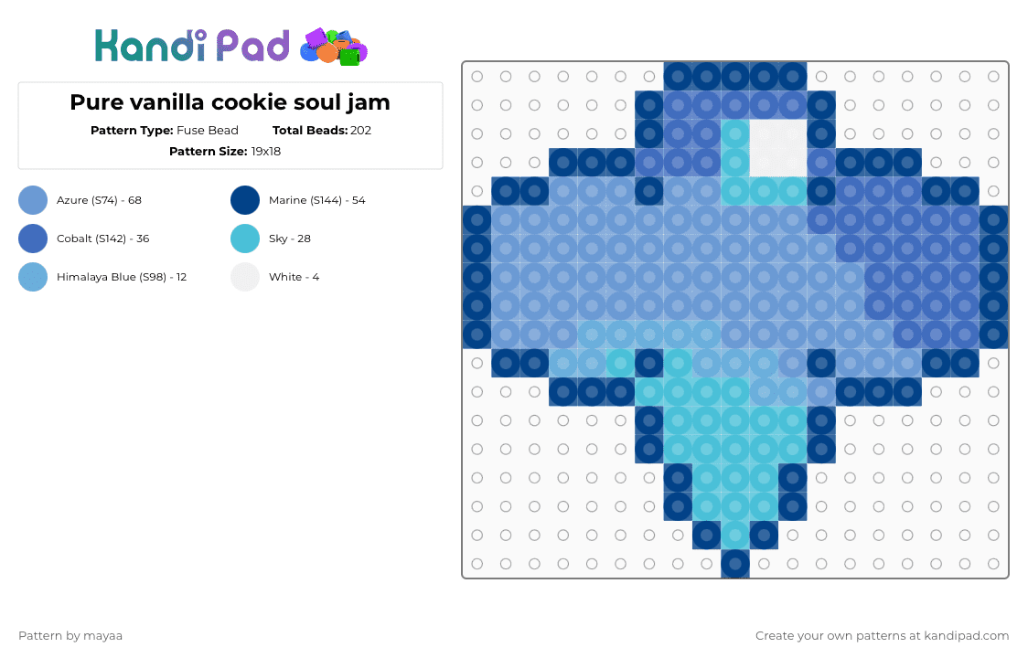 Pure vanilla cookie soul jam - Fuse Bead Pattern by mayaa on Kandi Pad - blue,light blue,cookie run,cookie run kingdom,pure vanilla cookie