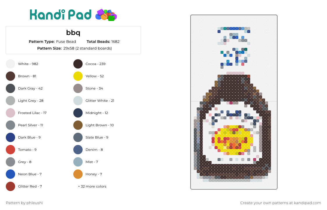 bbq - Fuse Bead Pattern by phleushi on Kandi Pad - barbecue sauce,bbq,dressing,food,condiment,white,brown