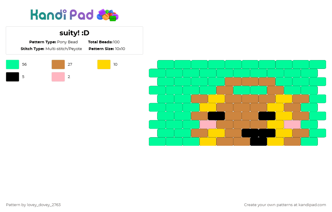 suity! :D - Pony Bead Pattern by lovey_dovey_2763 on Kandi Pad - orange, teal