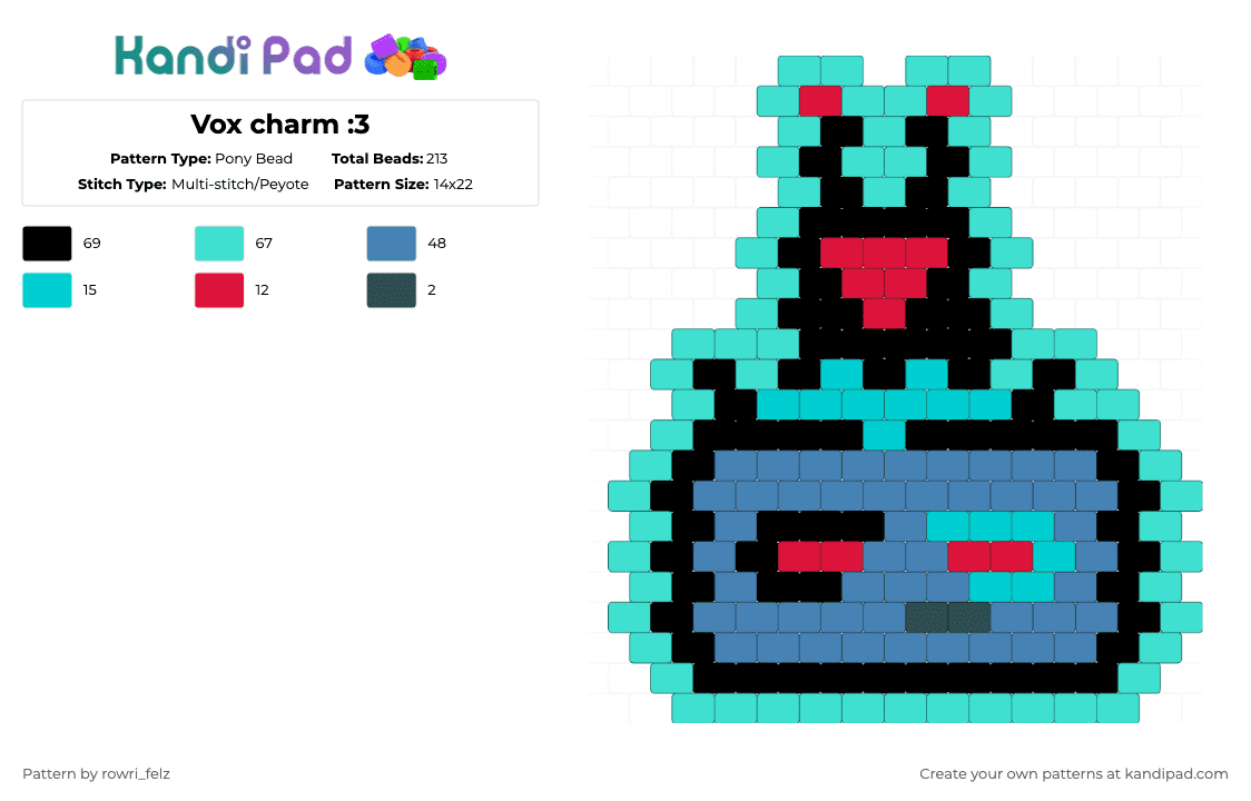 Vox charm :3 - Pony Bead Pattern by rowri_felz on Kandi Pad - light blue,blue