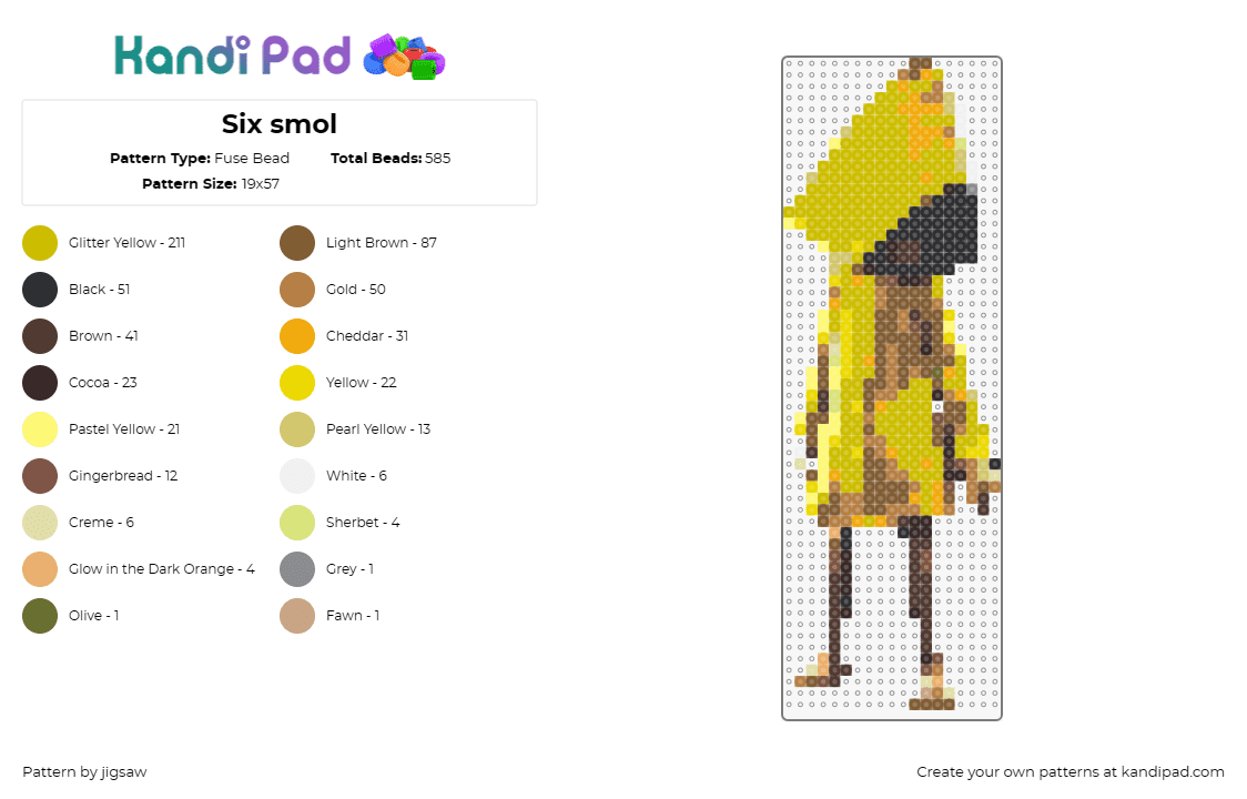 Six smol - Fuse Bead Pattern by jigsaw on Kandi Pad - six,little nightmares,video game,eerie,adventure,creators,yellow