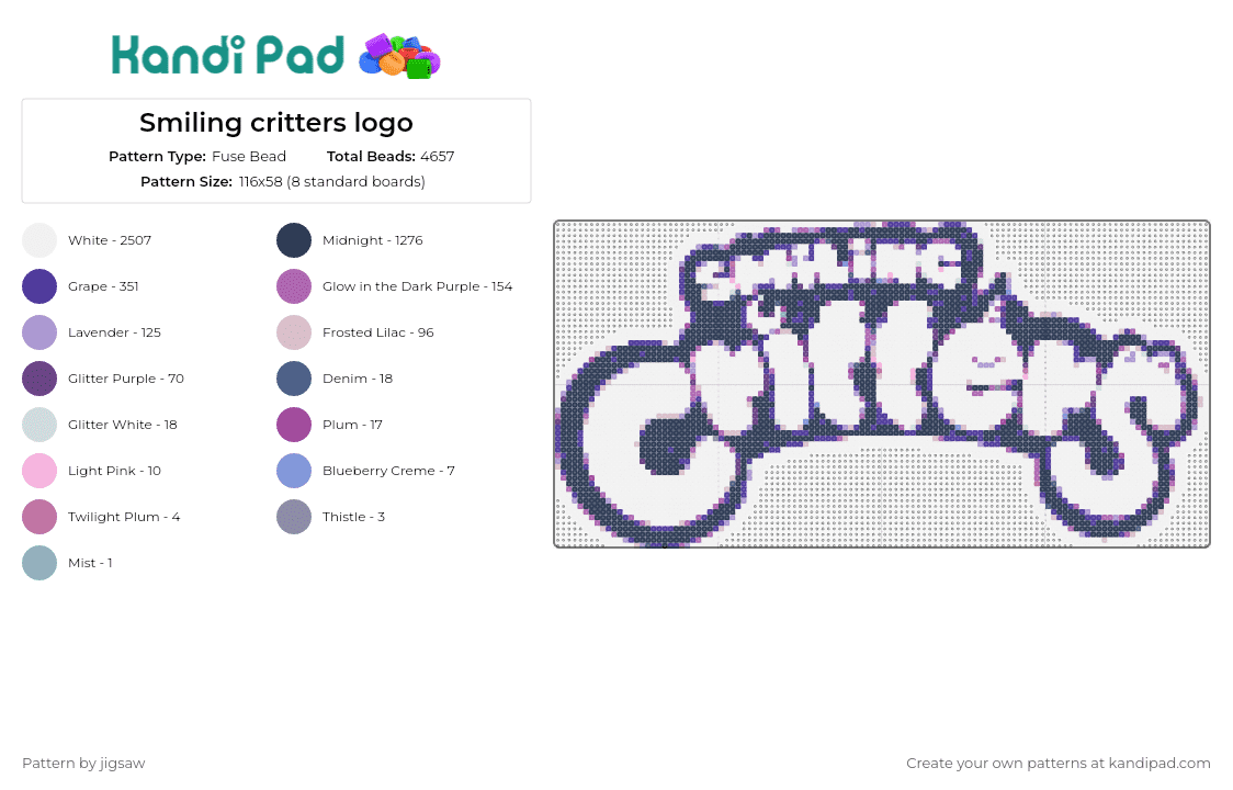 Smiling critters logo - Fuse Bead Pattern by jigsaw on Kandi Pad - smiling critters,poppy playtime,logo,gaming,nostalgia,playful,retro