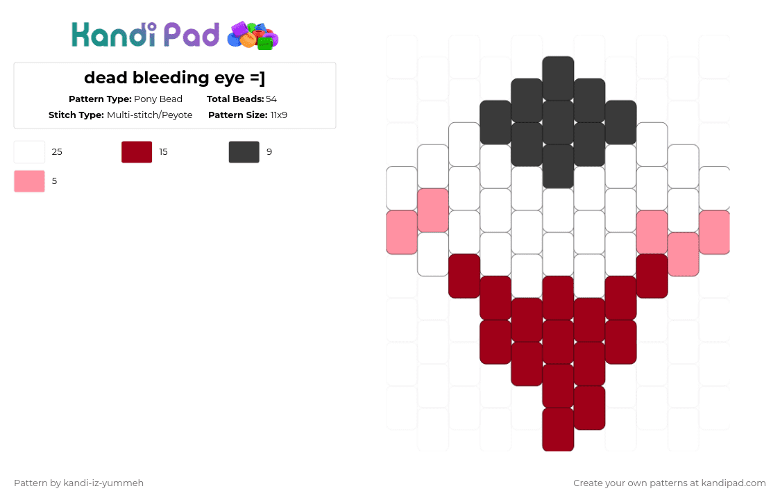 dead bleeding eye =] - Pony Bead Pattern by kandi-iz-yumme on Kandi Pad - red,blood,eyeball,dead