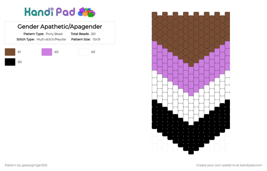 Gender Apathetic/Apagender - Pony Bead Pattern by galaxyginger505 on Kandi Pad - brown,pink,lgbtqia,lgbtq,apagender,gender apathetic