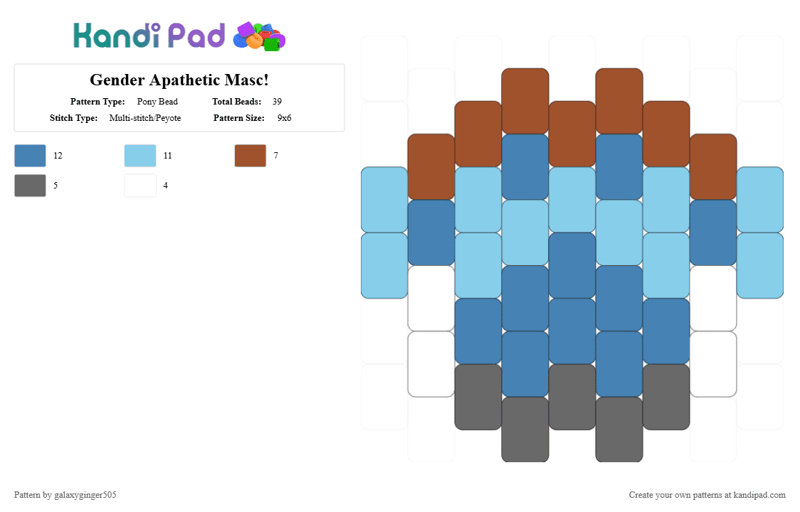 Gender Apathetic Masc! - Pony Bead Pattern by galaxyginger505 on Kandi Pad - light blue,blue,lgbtq,gender apathetic,lgbtqia,gender apathetic masc