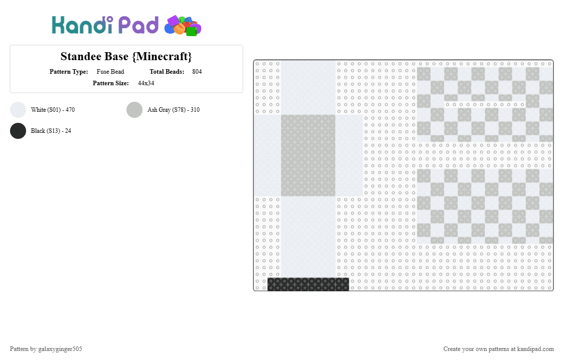 Standee Base {Minecraft} - Fuse Bead Pattern by galaxyginger505 on Kandi Pad - white,beige,standee,minecraft,grey,black,perler,perler beads