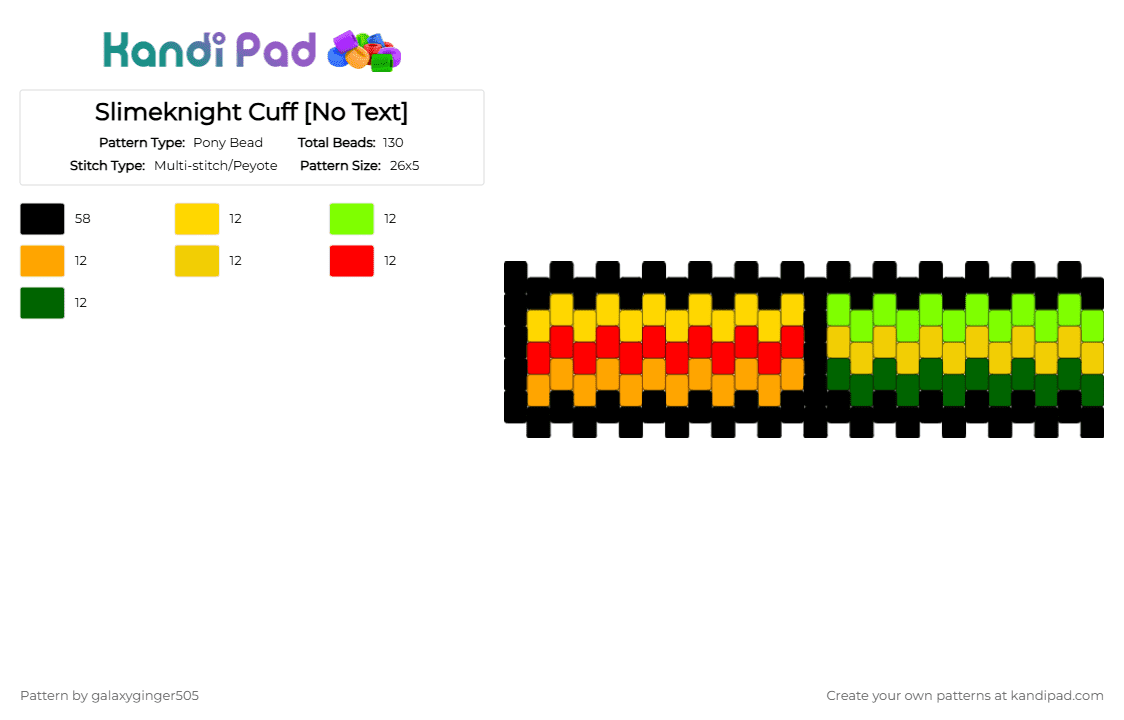 Slimeknight Cuff [No Text] - Pony Bead Pattern by galaxyginger505 on Kandi Pad - yellow,green,slimeknight,gay,minecraft,sfawtde,d3rlord3,averythemayo,avery,derek