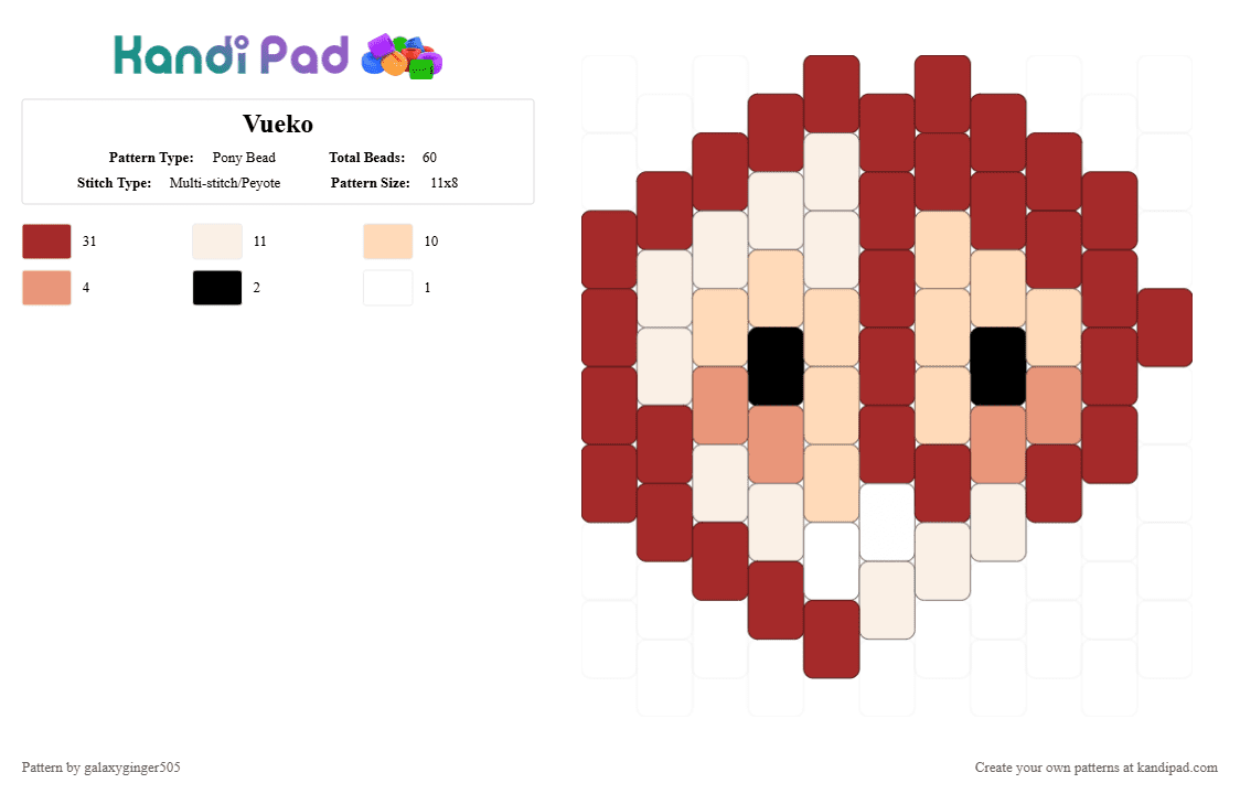 Vueko - Pony Bead Pattern by galaxyginger505 on Kandi Pad - red,vueko,made in abyss,anime,yuri