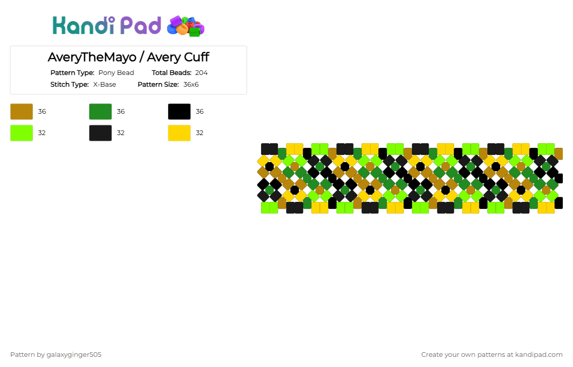 AveryTheMayo / Avery Cuff - Pony Bead Pattern by galaxyginger505 on Kandi Pad - green,averythemayo,avery ledger,avery,sfawtde,dawtde,minecraft,minecraft arg,arg