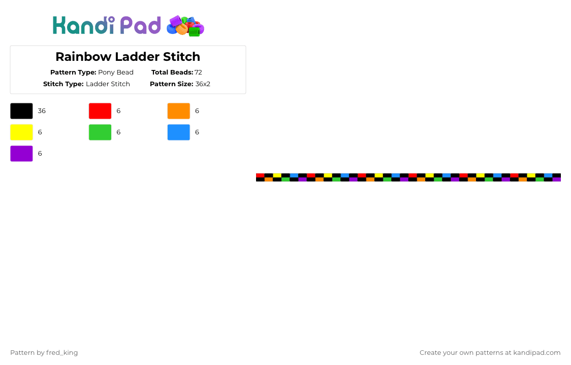 Rainbow Ladder Stitch - Pony Bead Pattern by fred_king on Kandi Pad - black,orange,green,purple,colorful