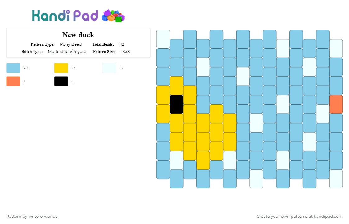 New duck - Pony Bead Pattern by writerofworldsl on Kandi Pad - light blue