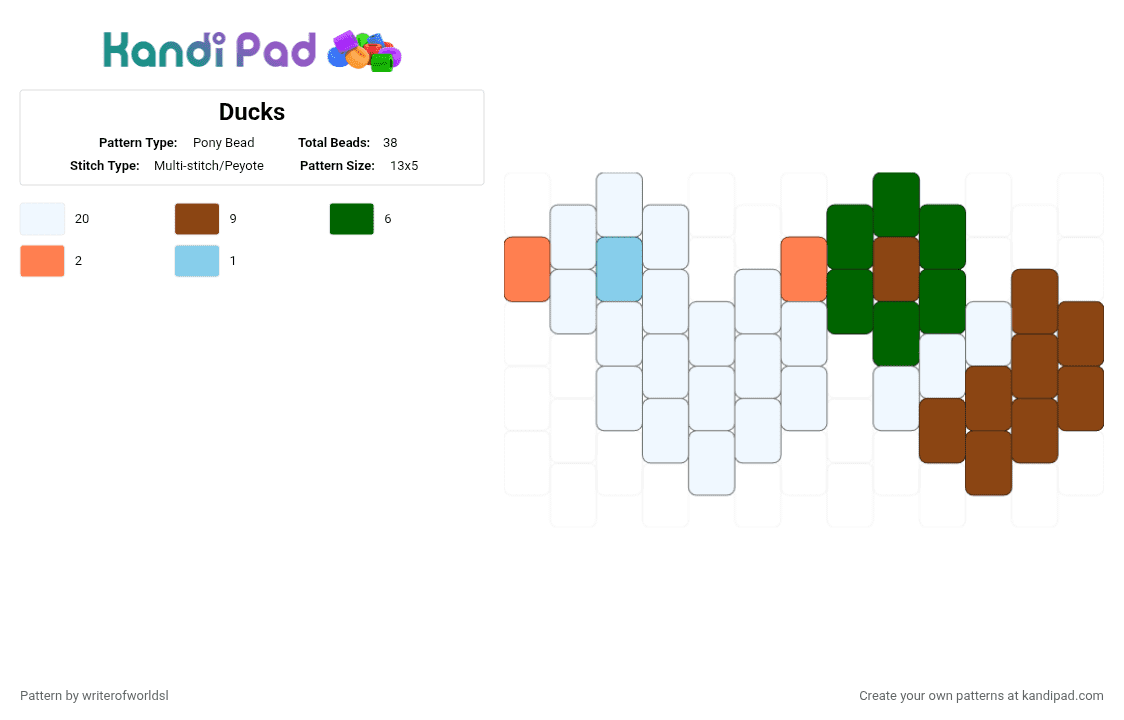 Ducks - Pony Bead Pattern by writerofworldsl on Kandi Pad - white,green,red