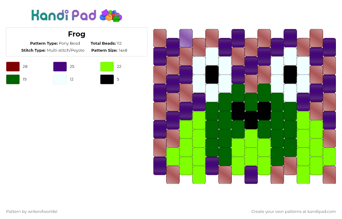 Frog Pony Bead Pattern - Kandi Pad | Kandi Patterns, Fuse Bead Patterns ...