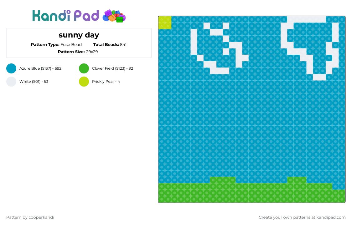 sunny day - Fuse Bead Pattern by cooperkandi on Kandi Pad - light blue