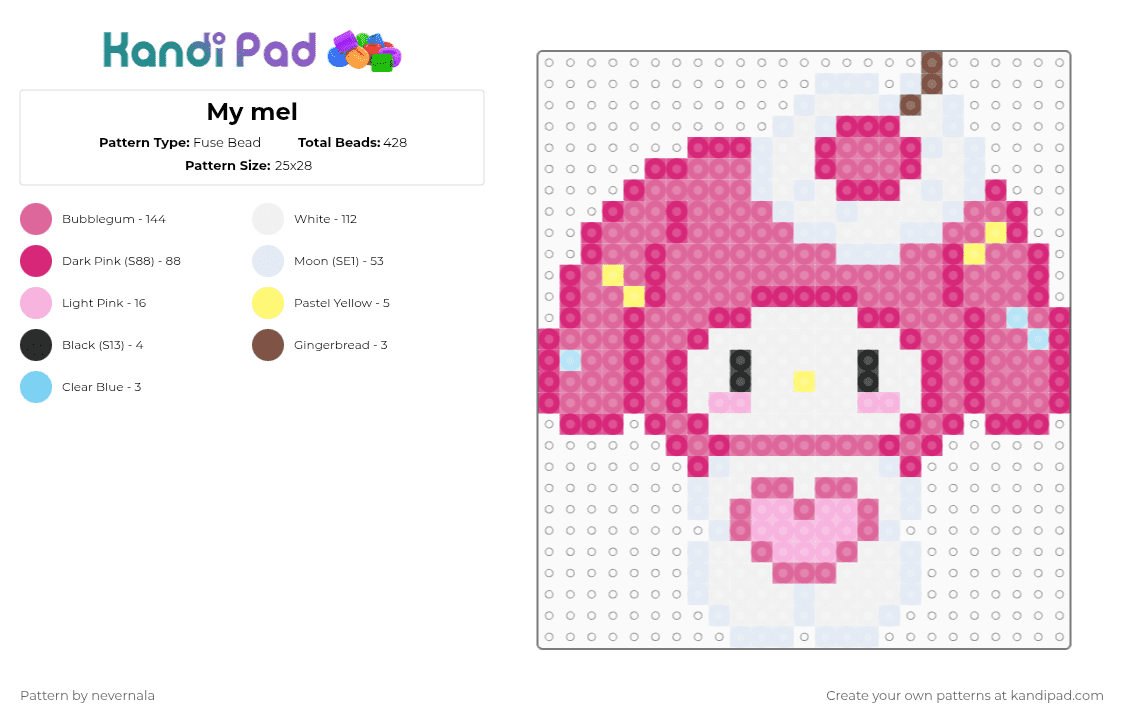 My mel - Fuse Bead Pattern by nevernala on Kandi Pad - pink