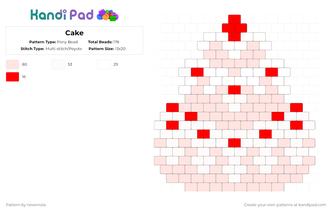 Cake - Pony Bead Pattern by nevernala on Kandi Pad - white