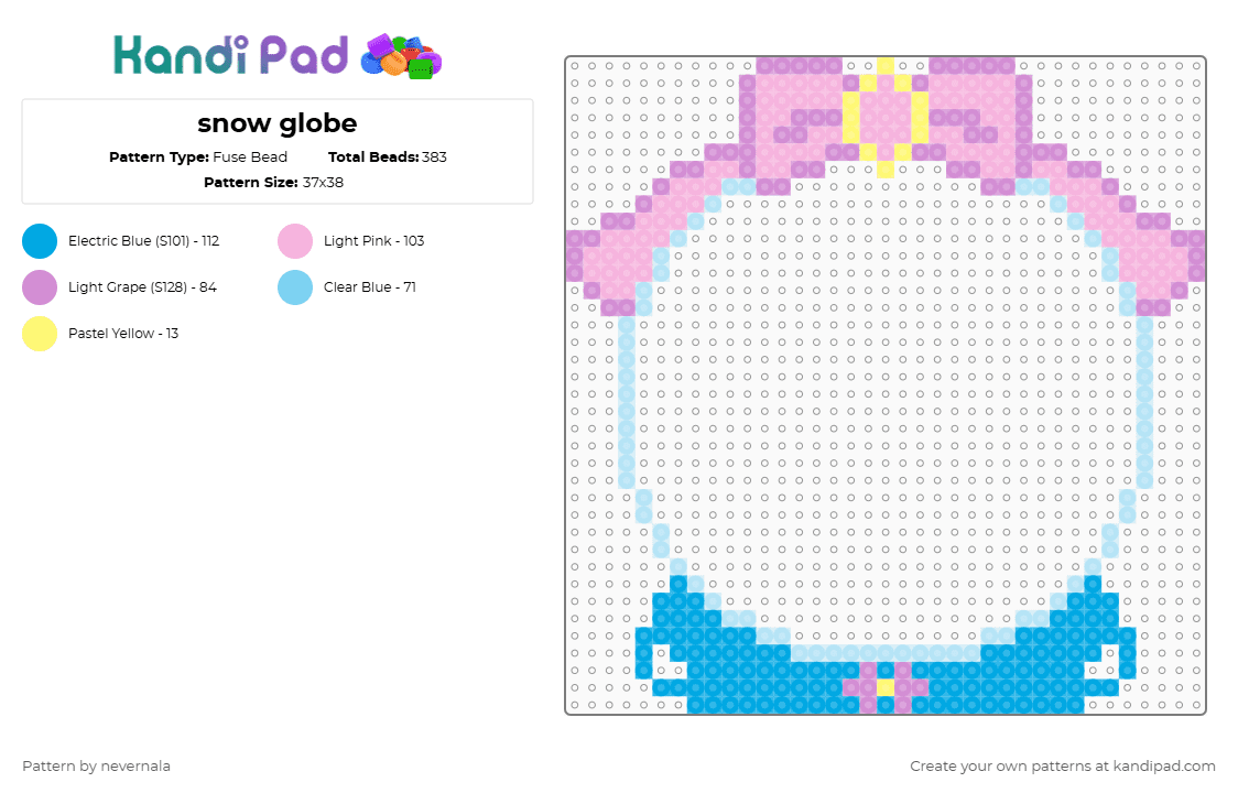 snow globe - Fuse Bead Pattern by nevernala on Kandi Pad - pink,light blue