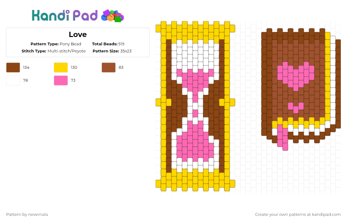 Love - Pony Bead Pattern by nevernala on Kandi Pad - red