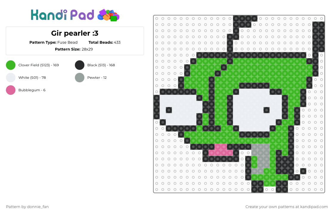 Gir pearler :3 - Fuse Bead Pattern by deleted_user_608894 on Kandi Pad - green