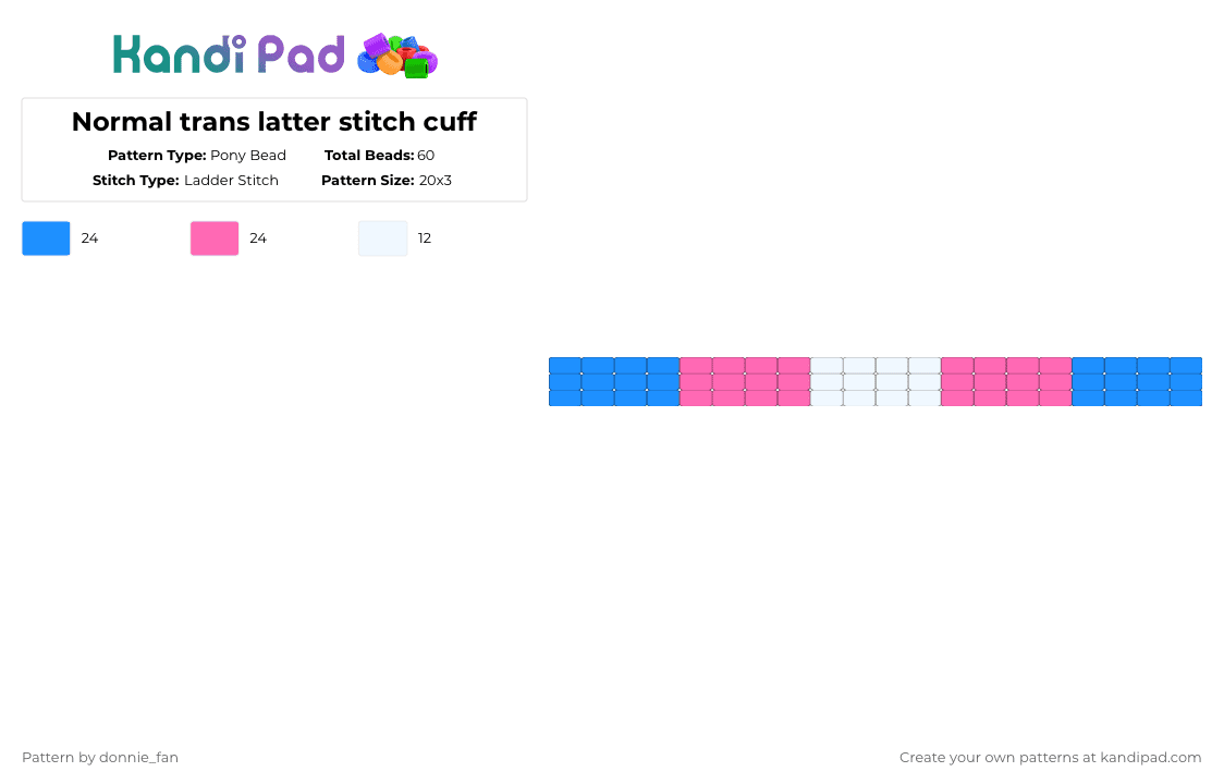 Normal trans latter stitch cuff - Pony Bead Pattern by deleted_user_608894 on Kandi Pad - light blue, pink