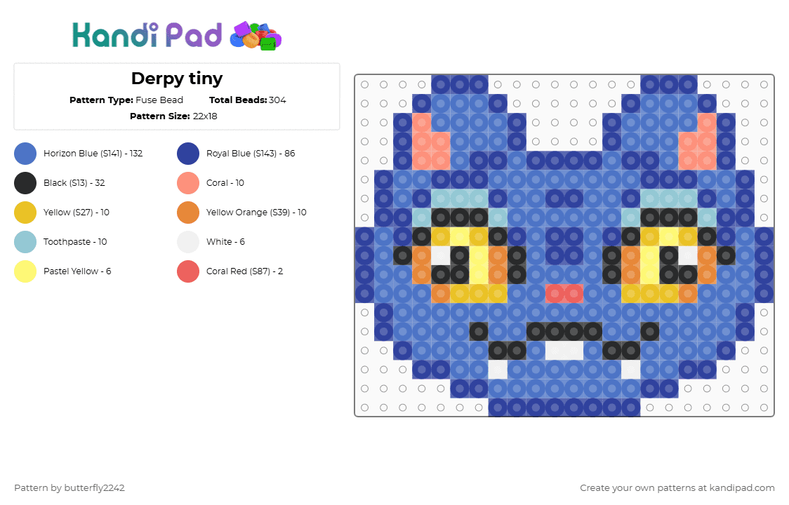 Derpy tiny - Fuse Bead Pattern by butterfly2242 on Kandi Pad - purple,blue