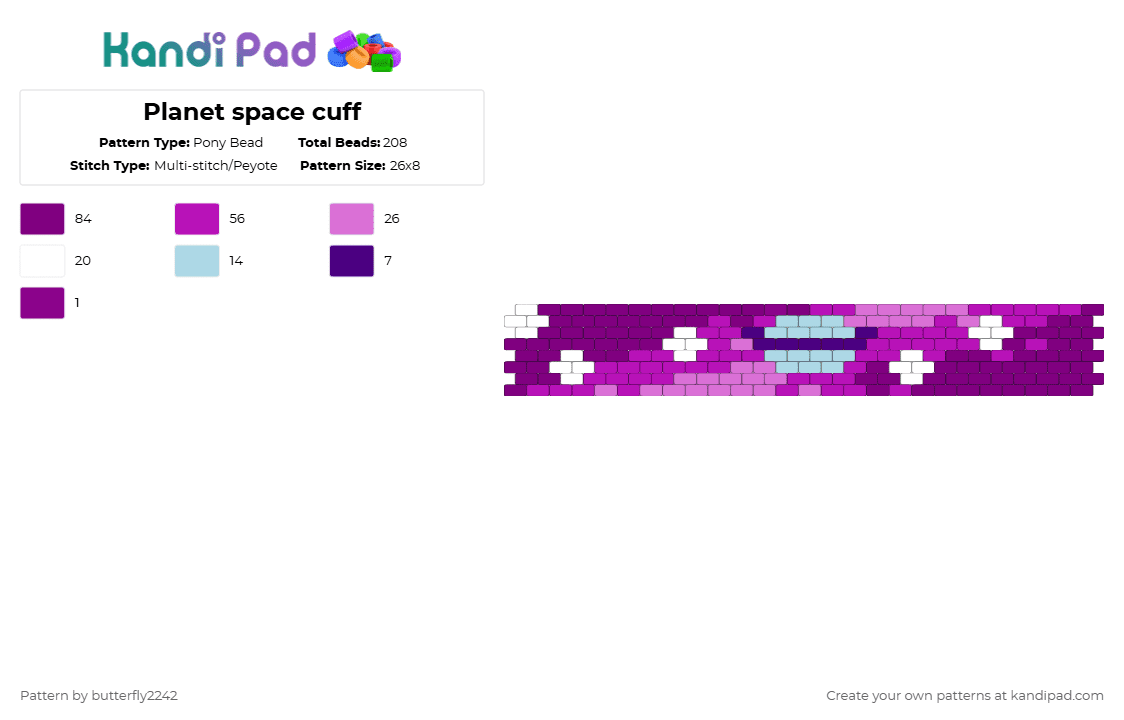 Planet space cuff - Pony Bead Pattern by butterfly2242 on Kandi Pad - pink