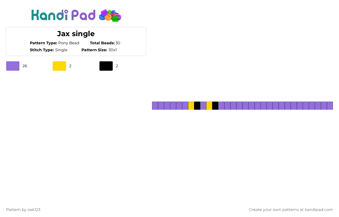 Jax single - Pony Bead Pattern by oak123 on Kandi Pad - purple