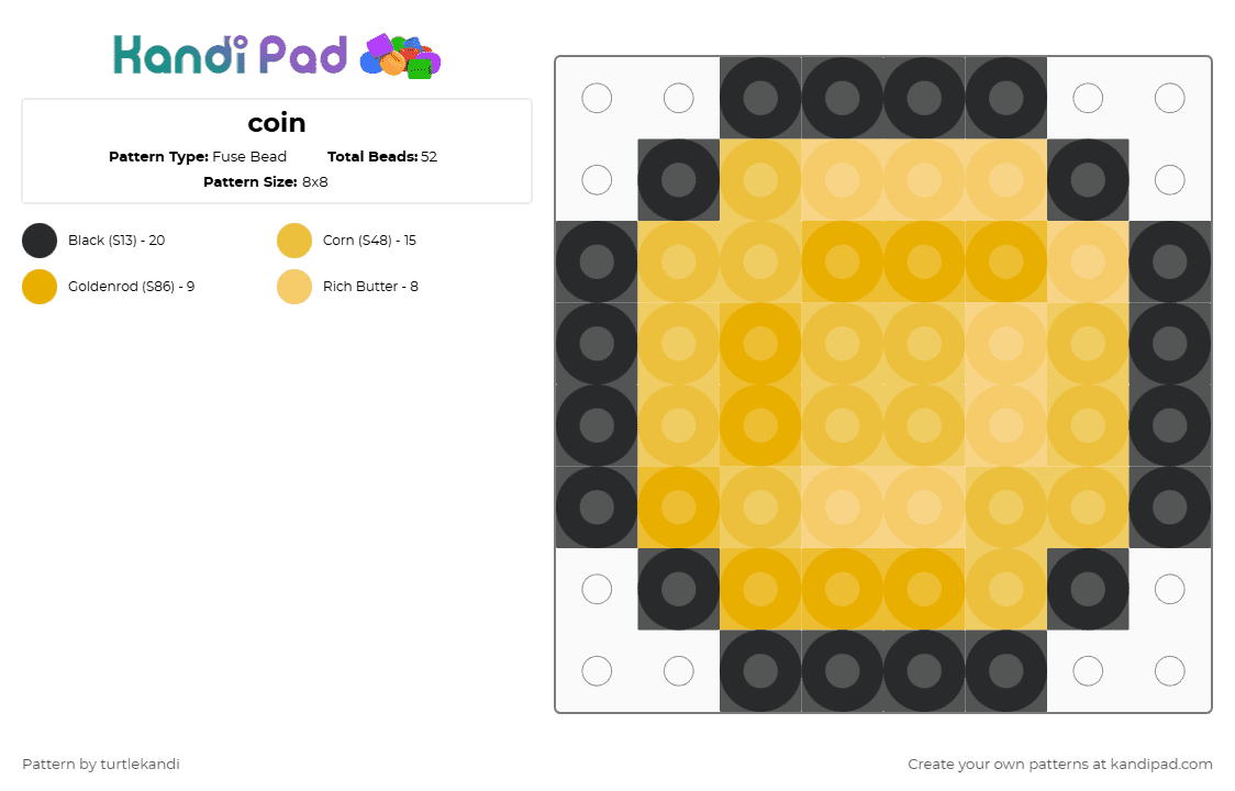 Coin Fuse Bead Pattern - Kandi Pad | Kandi Patterns, Fuse Bead Patterns ...