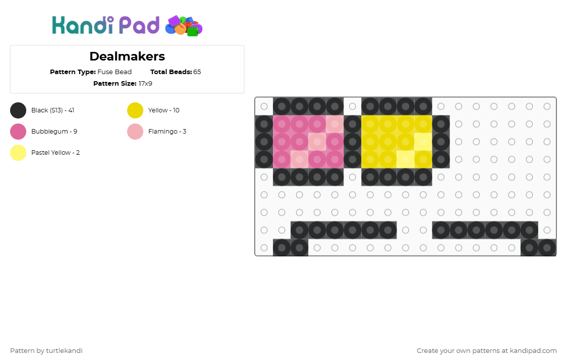 Dealmakers - Fuse Bead Pattern by moldy_spamton on Kandi Pad - black,pink,yellow,spamton,deltarune,perler,glasses