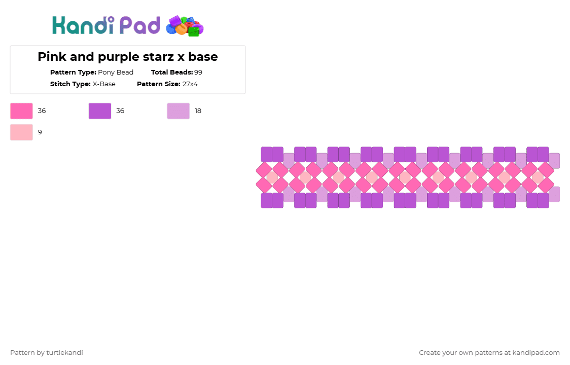 Pink and purple starz x base - Pony Bead Pattern by moldy_spamton on Kandi Pad - pink,xbase,purple,rotatorcuff