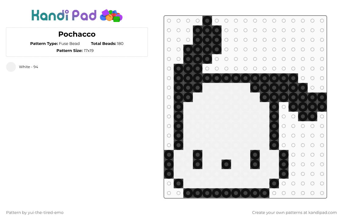 Pochacco - Fuse Bead Pattern by yui-the-tired-emo on Kandi Pad - black,white