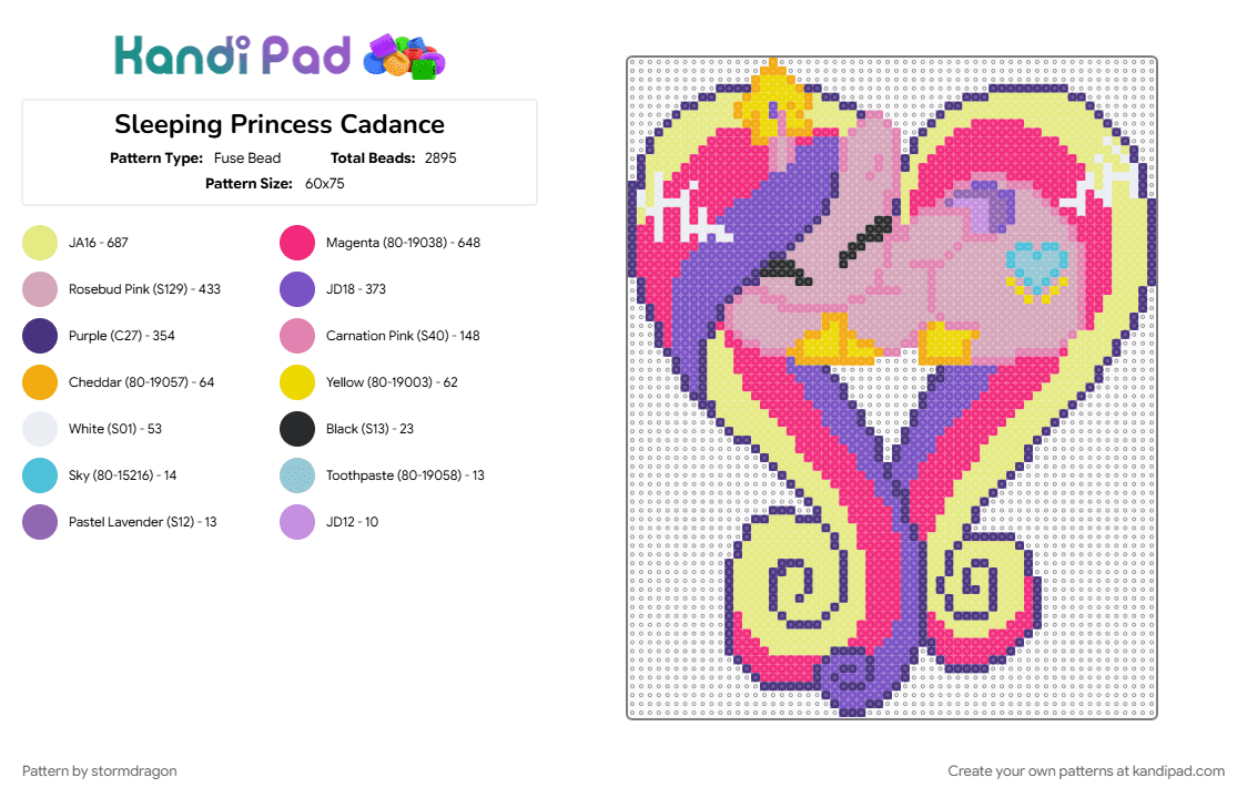 Princess Cadance Heart - Fuse Bead Pattern by stormdragon on Kandi Pad - alicorn, mlp, my little pony, pink, princess cadance, pruple, purple, tv show, yellow