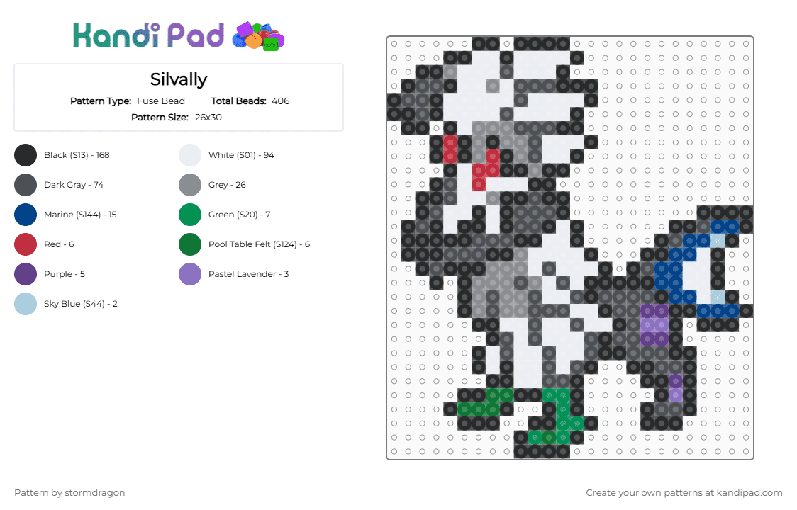 Silvally (pokemon #0773) - Fuse Bead Pattern by stormdragon on Kandi Pad - white,gray,fuse bead,perler bead,video games,pokemon,silvally