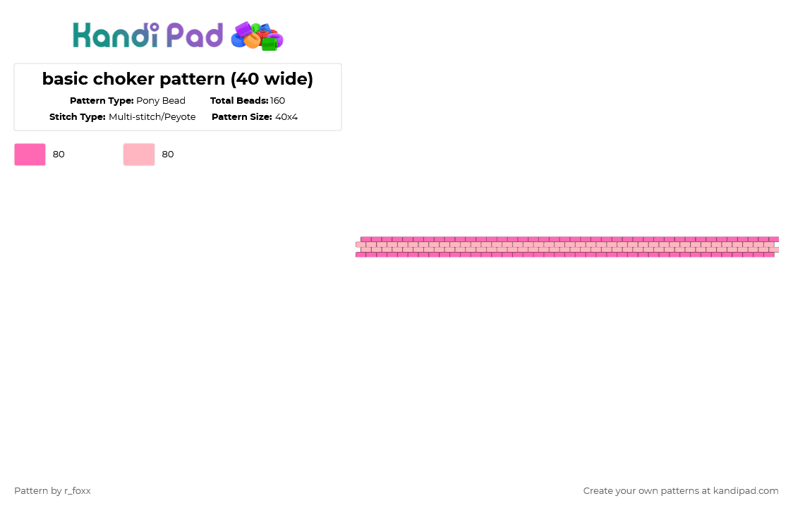 basic choker pattern (40 wide) - Pony Bead Pattern by r_foxx on Kandi Pad - pink